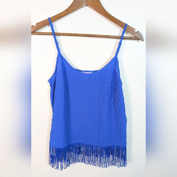 Lilly Pulitzer Colbat Royal Blue Naeem Strappy Fringe Hem Tank Top - Picture 7 of 7